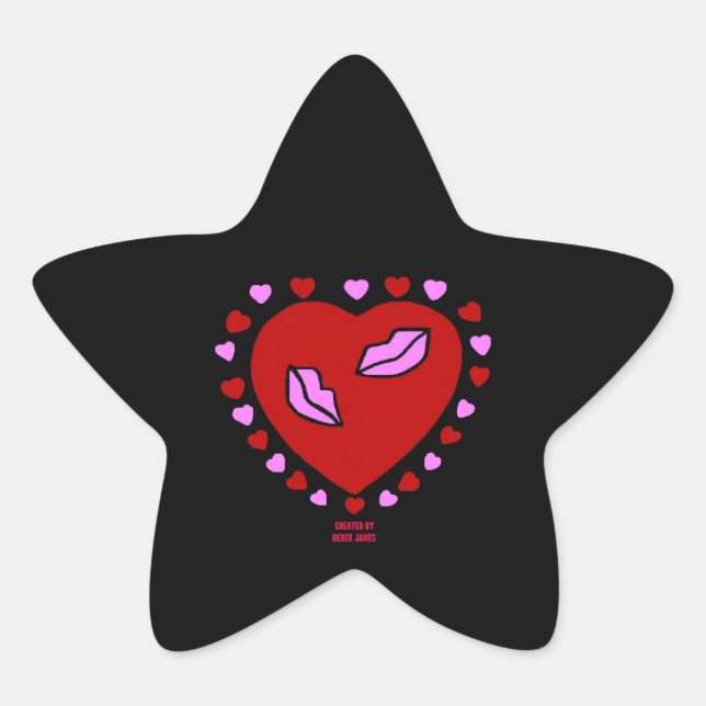 Lovely Heart Kisses Star Sticker (Front)