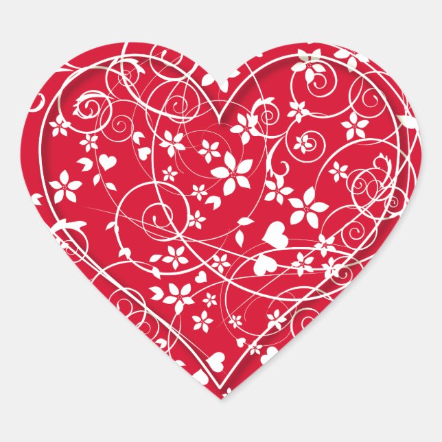 Lovely heart on red sticker (Front)