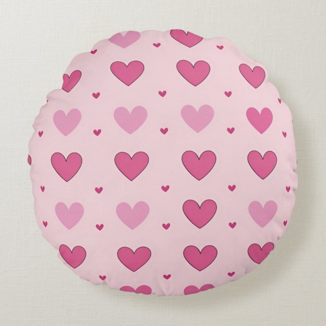 Lovely heart pattern Round Pillow (Front)