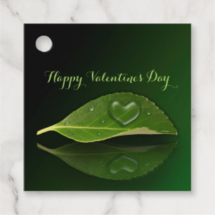 Lovely Heart-Shaped Water Droplet on Leaf Favour Tags