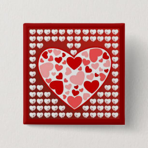 Lovely Hearts 15 Cm Square Badge