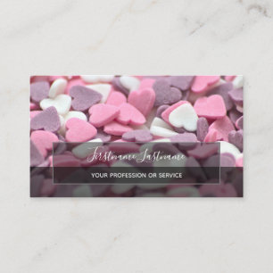Lovely hearts elegant rectangles semi-transparent business card