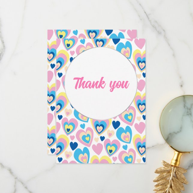 Lovely hearts. Flat Thank You Card (Front/Back In Situ)