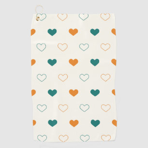 Lovely hearts / green orange cream golf towel