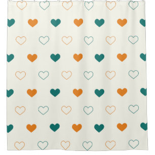 Lovely hearts / green orange cream shower curtain