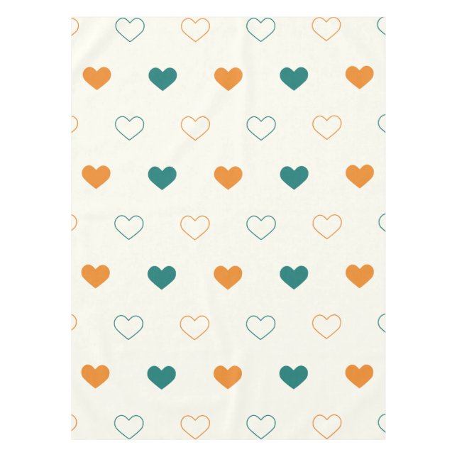Lovely hearts / green orange cream tablecloth (Front)