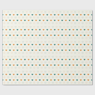 Lovely hearts / green orange cream wrapping paper
