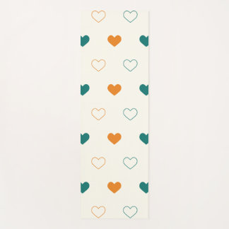 Lovely hearts / green orange cream yoga mat