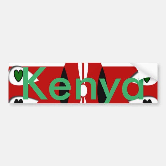 Lovely Hearts Kenya: Flag Art Motif Bumper Sticker (Front)