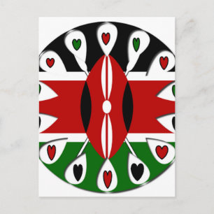 Lovely Hearts Kenya: Flag Art Motif Postcard