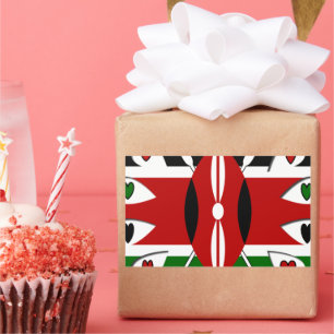 Lovely Hearts Kenya: Flag Art Motif Rectangular Sticker