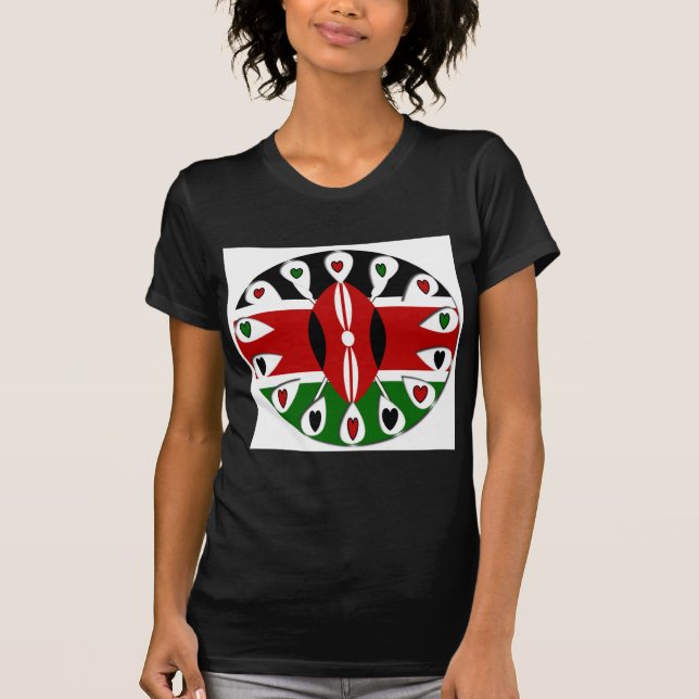 Lovely Hearts Kenya: Flag Art Motif T-Shirt (Front)