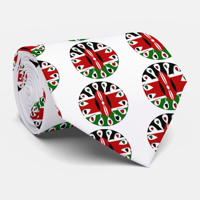Lovely Hearts Kenya: Flag Art Motif Tie (Rolled)