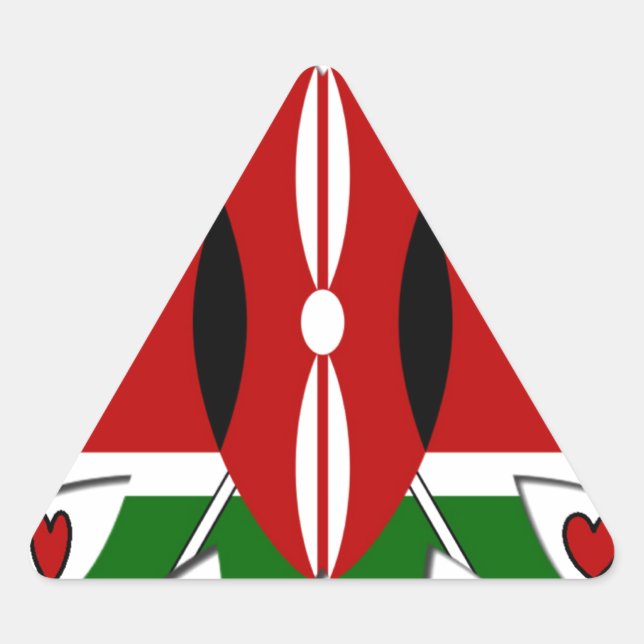 Lovely Hearts Kenya: Flag Art Motif Triangle Sticker (Front)