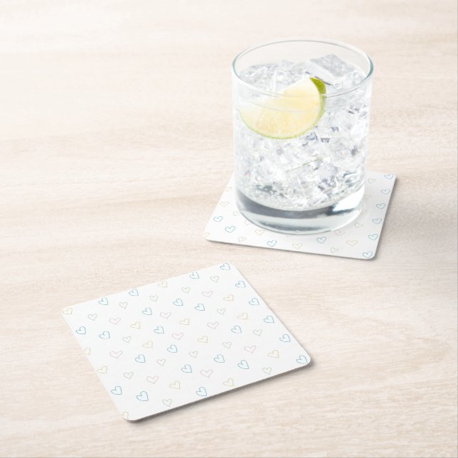 Lovely hearts pattern - Shower Curtain - Large Square Paper Coaster (Insitu)