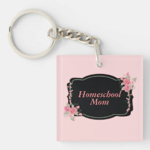 Lovely Homeschool Mum Pink and Black Key Ring