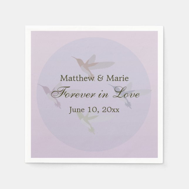 Lovely Hummingbirds Wedding Forever in Love Napkin (Front)