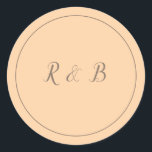 Lovely Initials Classic Round Sticker<br><div class="desc">A lovely way  to complement your stationery,  these round stickers features a beige background with pretty brown font.   Order yours today!

Wedding Sticker Design: WeddingsbyRhoadie</div>