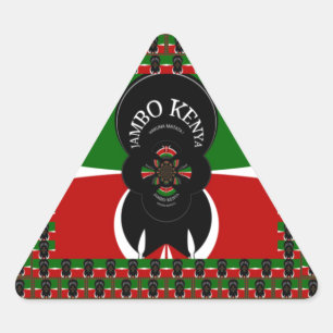Lovely Kenyan Hearts flag Black Red Green Design Triangle Sticker