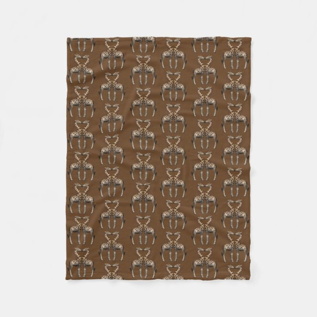 Lovely Kissing Giraffes Fleece Blanket (Front)
