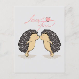 Lovely Kissing Hedgehogs Postcard