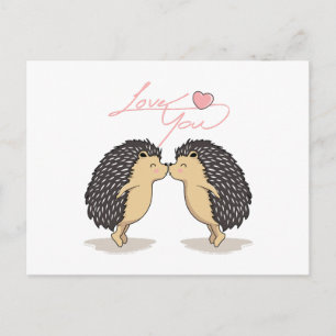 Lovely Kissing Hedgehogs Postcard