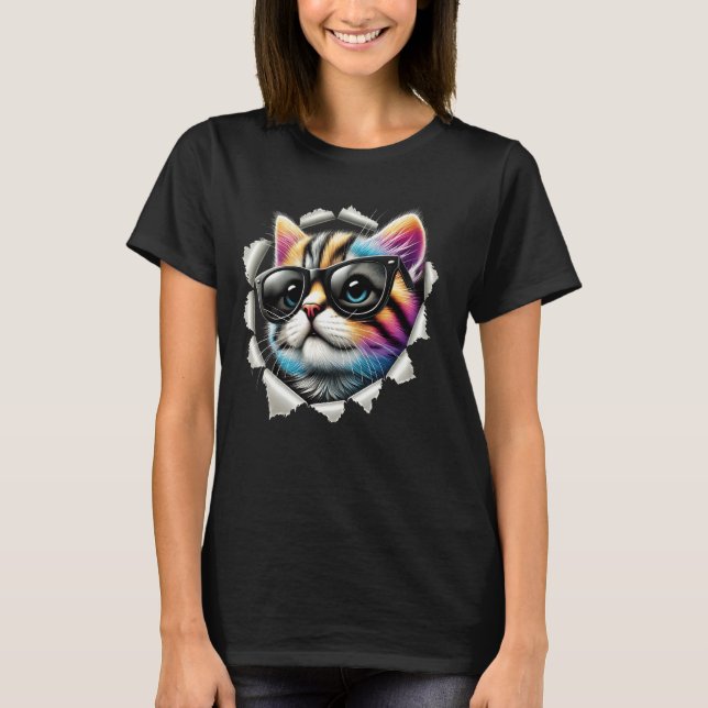 Lovely Kitten Cracked Wall Delight T-Shirt (Front)