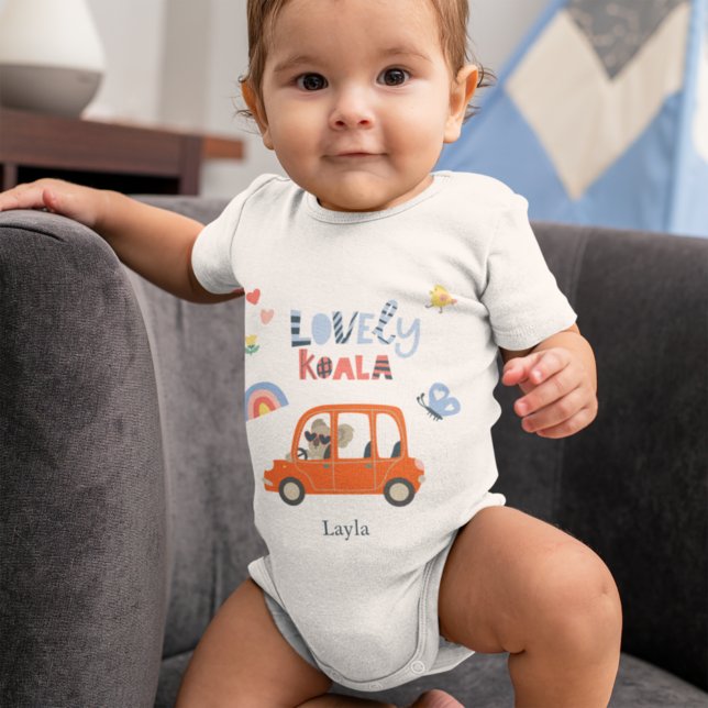 Lovely Koala Little Girl First Name Cute Animal Baby Bodysuit (Creator Uploaded)