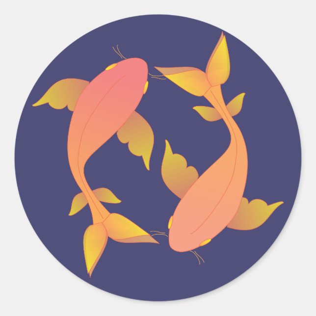 Lovely Koi Classic Round Sticker (Front)