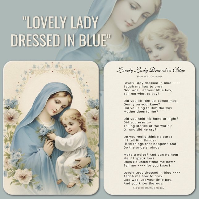 Lovely Lady Dressed in Blue Poem Mary and Jesus  Business Card (Lovely Lady Dressed in Blue written by Mary Dixon Thayer)