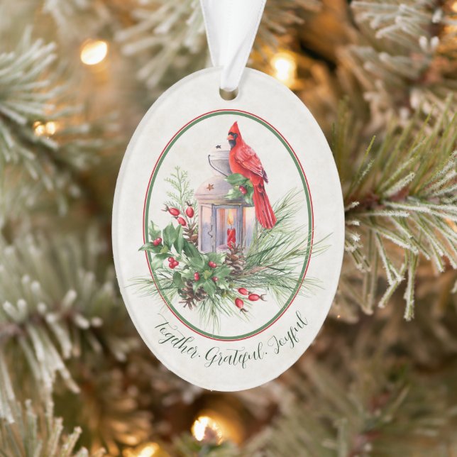 Lovely lantern with holly and cardinal Christmas  Ornament (Tree)