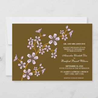 Lovely Lavender Cherry Blossom Wedding Invitation
