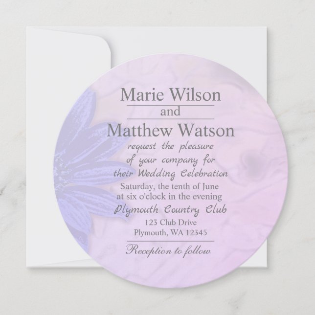 Lovely Lavender Floral Wedding Invitation (Front)