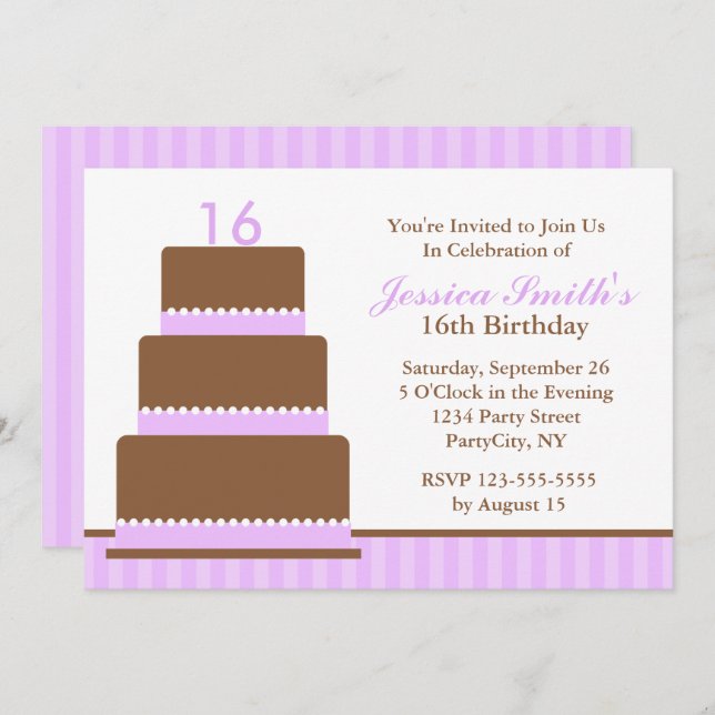 Lovely Lavender Girls Birthday Party Invitation (Front/Back)