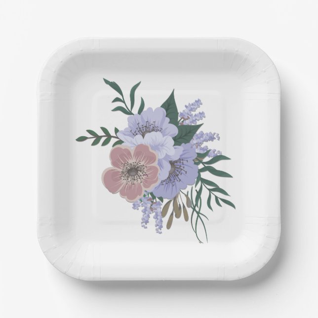 Lovely Lavender in Bouquet  Paper Plate (Front)