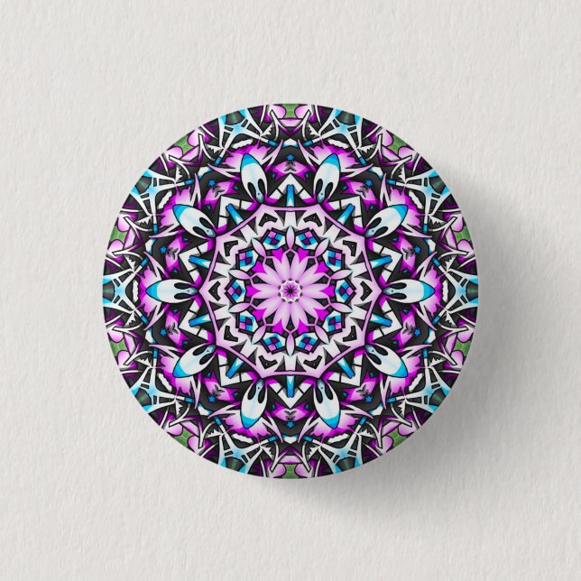 Lovely Lavender Kaleidoscope Mandala Button (Front)