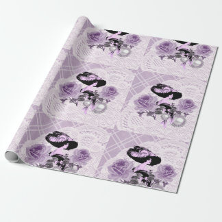 Lovely Lavender Lady Vintage Lace Wrapping Paper