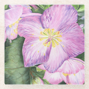 Lovely Lavender Lenten Rose Glass Coaster