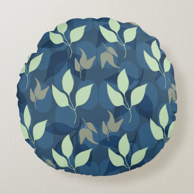 Lovely Leafy Pattern Round Cushion (Front)