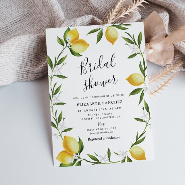 lovely lemon foliage bridal shower invitation (Creator Uploaded)