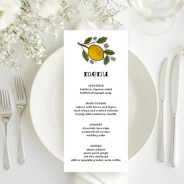 Lovely Lemon Watercolor Rustic Modern CUSTOM Menu (Lovely Lemon Watercolor Rustic Modern CUSTOM Menu
)