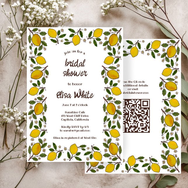 Lovely Lemons CUSTOM QR Code BRIDAL SHOWER Invitation (Lovely Lemons CUSTOM QR Code BRIDAL SHOWER Invitation
)