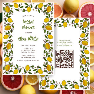 Lovely Lemons Cute CUSTOM QR Code BRIDAL SHOWER Invitation