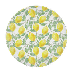 Lovely Lemons Yellow and Green Pattern Country Cutting Board