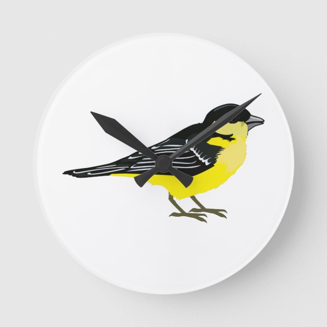 Lovely Lesser Goldfinch Round Clock (Front)