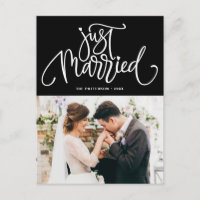 Lovely Lettering Black Just Married Photo Wedding