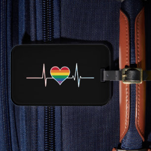 Lovely LGBT Gay Pride Heartbeat Lesbian Gays Love Luggage Tag