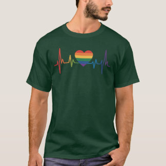 Lovely LGBT Gay Pride Heartbeat Lesbian Gays Love T-Shirt