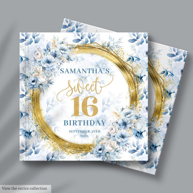 Lovely Light Blue Sweet 16 Guest Sign In Book Gold (Lovely Light Blue Sweet 16 Guest Sign In Book Gold)