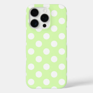 Lovely Light Green With Big White Polka Dots iPhone 16 Pro Case